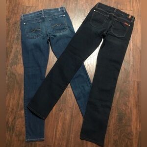 7 for all Mankind Skinny Straight Leg Jeans 2 Pair